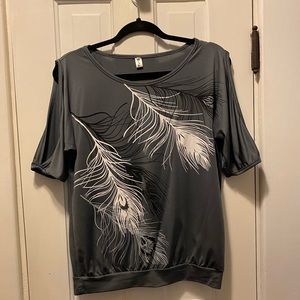 Soft grey cold shoulder shirt